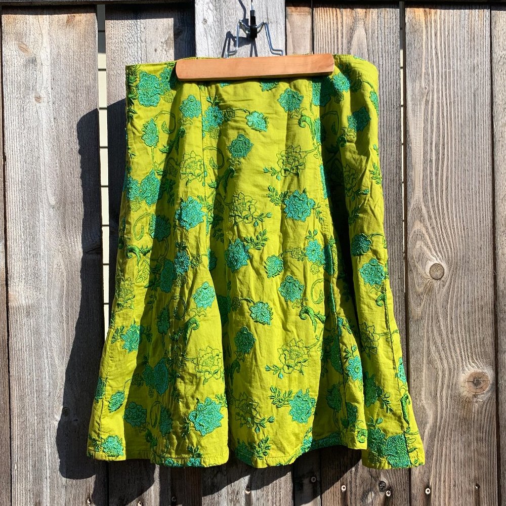 Johnny Was Green and Turquoise Embroidery Skirt  -